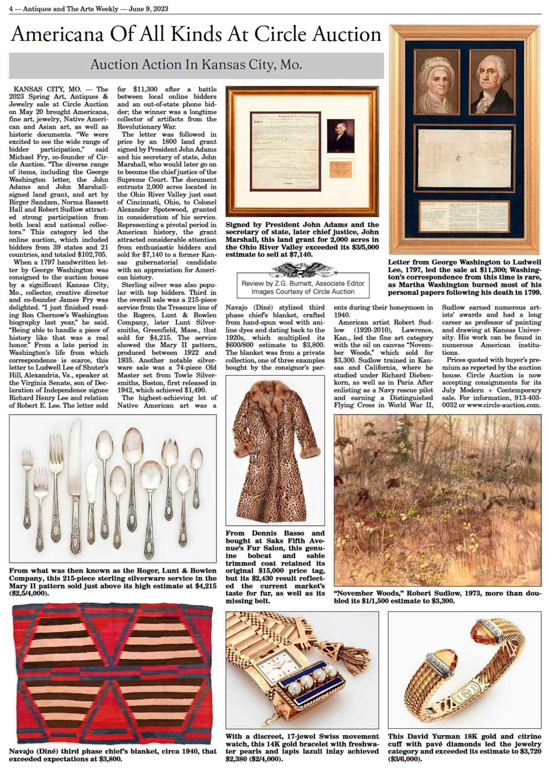 Circle Auction is highlighted in the national publication Antiques and the arts weekly